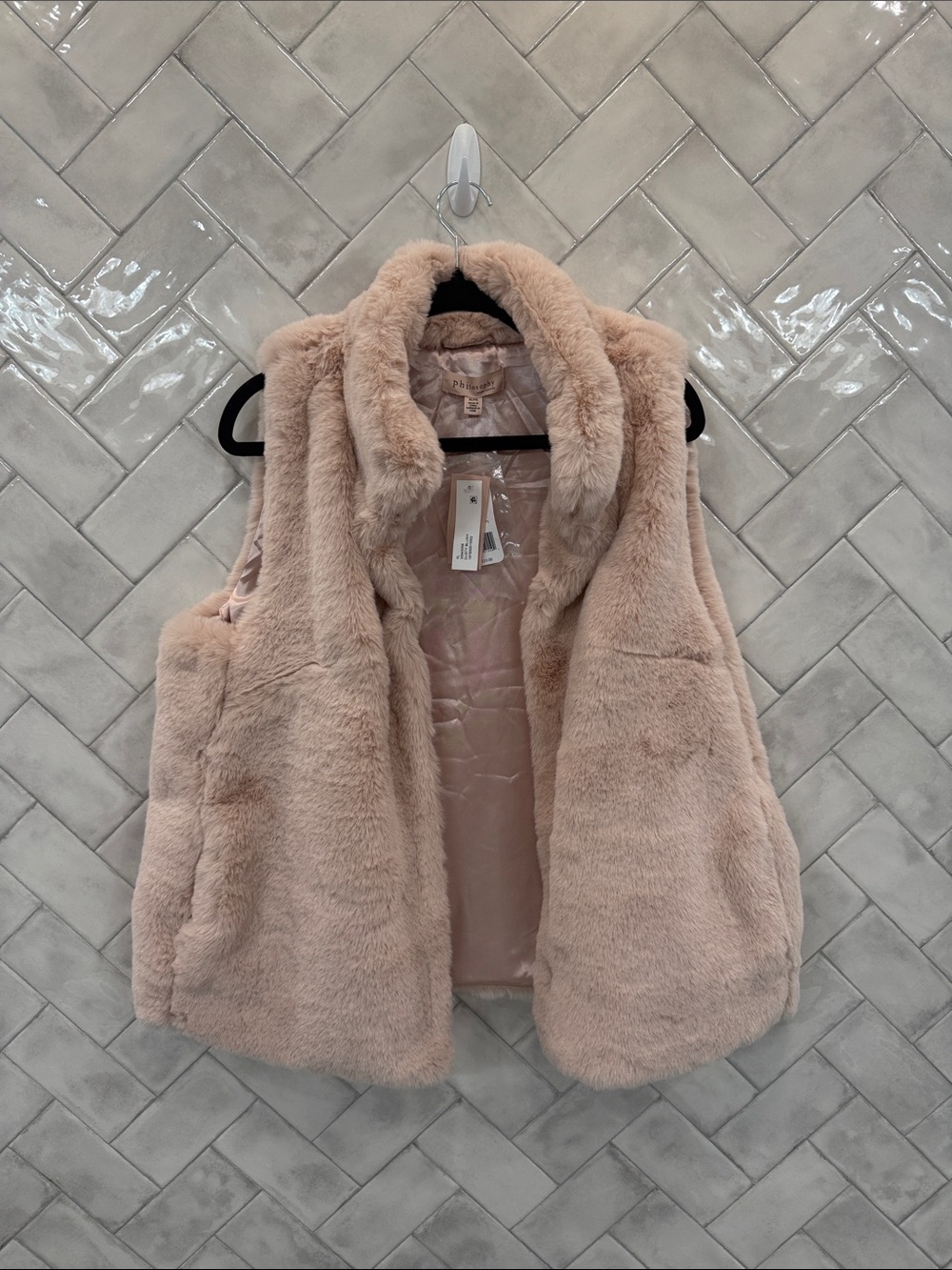 Philosophy Plush Faux Fur Vest - Soft Blush